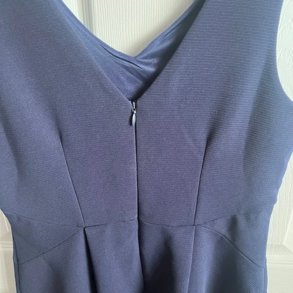 Monteau Los Angeles‎ Navy Blue Ribbed V-Neck Skater Dress Sleeveless Medium